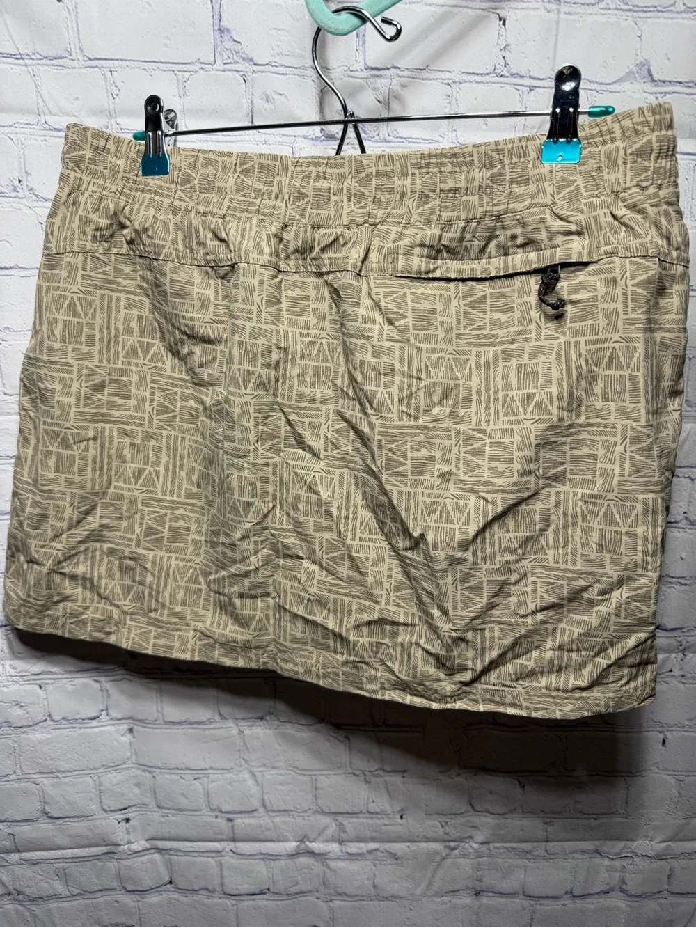 L.L.Bean Geometric Nylon Hiking Skirt Tan Brown Sz M Outdoor Casual Camping
